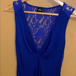 ASOS Deep V neck Blue Dress